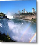 Niagara Falls Double Rainbow Metal Print