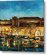 Night In Dubrovnik Harbour Metal Print