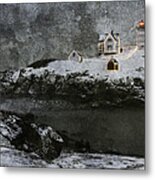 Nubble Light Stormy Night Metal Print