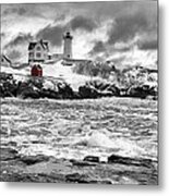 Nubble Lighthouse After The Storm Metal Print