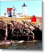 Nubble Lighthouse On A Clear Day Metal Print