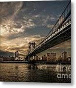 Nyc - Manhatten Bridge - Hdr- Sun Metal Print