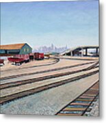 Oakland Train Tracks And San Francisco Skyline Metal Print