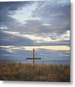 Ocean Grove Nj Beach Cross Metal Print