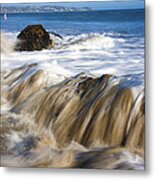 Ocean Waves Breaking Over The Rocks Photography Metal Print