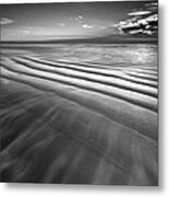 Ocean Waves Seascape Beach Sunrise Photograph In Black And White Metal Print