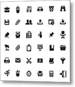 Office Supply And Paperwork Vector Symbols And Icons Metal Print