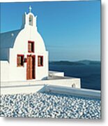 Oia Church, Santorini, Greece Metal Print