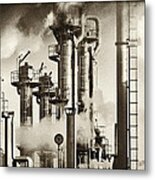 Oil Refinery Old Fashioned Style Metal Print