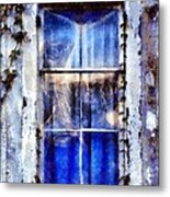 Old Blue Window Metal Print