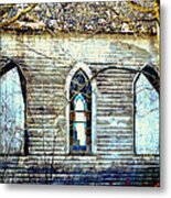 Old Church With Stained Glass Metal Print