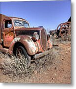 Old Red Truck In Jerome Az Metal Print