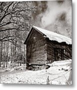 Old Rural Barn In A Winter Landscape Metal Print