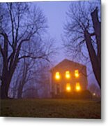 Old Stone House On Foggy Night Metal Print