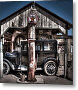 Old Time Gas Station - 1927 Dodge Metal Print