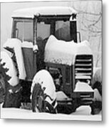 Old Tractor In The Snow Metal Print
