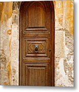 Old Wooden Door In City Of Rethymno Metal Print