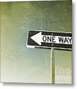 One Way Road Sign Metal Print