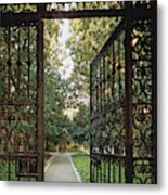 Open Gate And Garden Path Metal Print