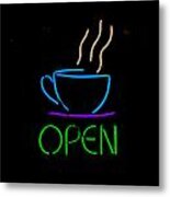 Open In Neon Green Metal Print