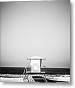 Orange County Lifeguard Tower Black And White Picture Metal Print