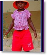 Orange Hat Metal Print