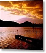 Orange Sunset Skaha Lake Metal Print