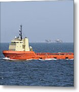 Orange Supply Vessel Underway Metal Print