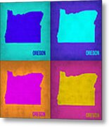 Oregon Pop Art Map 1 Metal Print