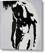 Original Black An White Acrylic Paint Man Gay Art -male Nude#16-2-4-17 Metal Print