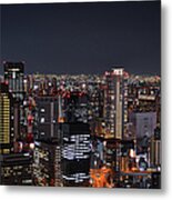 Osaka Skyline At Night Metal Print