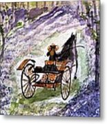 Out In The Meadowbrook Cart Metal Print