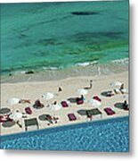 Overview Of Woman Swimming In Pool Metal Print