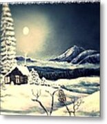 Owl Watch On A Cold Winter's Night Metal Print