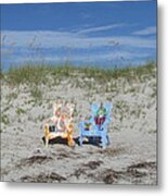 Painted Beach Chairs Metal Print