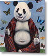Panda Buddha Metal Print