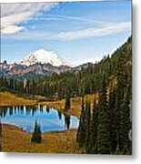 Panorama Of Tipsoo Lake In Mount Rainier National Park Metal Print