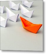 Paper Boat Business Leadership Concept Metal Print