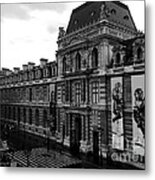 Paris Black And White Vintage Louvre Photography - Paris Louvre Museum Architecture Metal Print