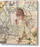 Paris Vintage Collage With Child Metal Print