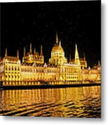 Parliament Building At Night Metal Print