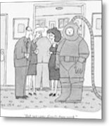 Party With A Man In A Deep-sea Diving Suit Metal Print