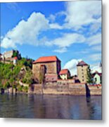 Passau, Germany, The Danube River Flows Metal Print