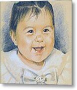 Pastel Portrait Of A Girl In A White Dress. Commission. Metal Print