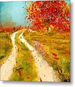 Path To Change- Autumn Impressionist Painting Metal Print
