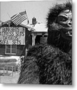 Patriotic Gorilla Pitchman July 4th Mattress Sale Tucson Arizona 1991 Black And White Metal Print