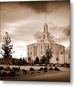 Payson Utah Lds Temple Sepia Metal Print