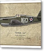 Pearl Harbor P-40 Warhawk - Map Background Metal Print