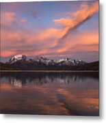 Pehoe Lake At Sunset Paine Massif Metal Print