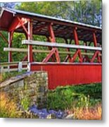 Pennsylvania Country Roads - Colvin Covered Bridge Over Shawnee Creek - Autumn Bedford County Metal Print